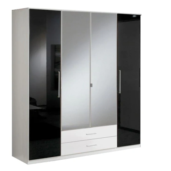 The Revolutionary Furniture Company-Holmer-four-door-wardrobe-white-gloss-with-oak-effect