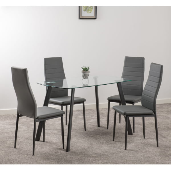 The Revolutionary Furniture Company-BIRKIN-SMALL-DINING-TABLE-CLEAR-GLASS-GREY-PU